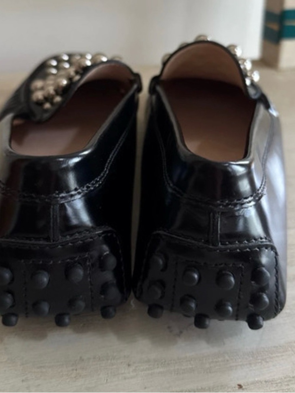 Tod's Black Leather Studded Driving Loafer - Picture 7 of 8